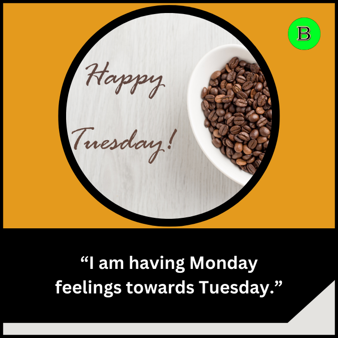 “I am having Monday feelings towards Tuesday.”