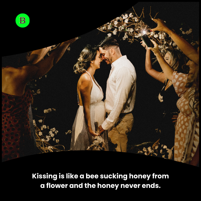 Kissing is like a bee sucking honey from a flower and the honey never ends.