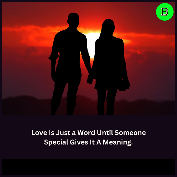 Love Is Just a Word Until Someone Special Gives It A Meaning.