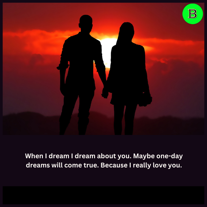 When I dream I dream about you. Maybe one-day dreams will come true. Because I really love you.