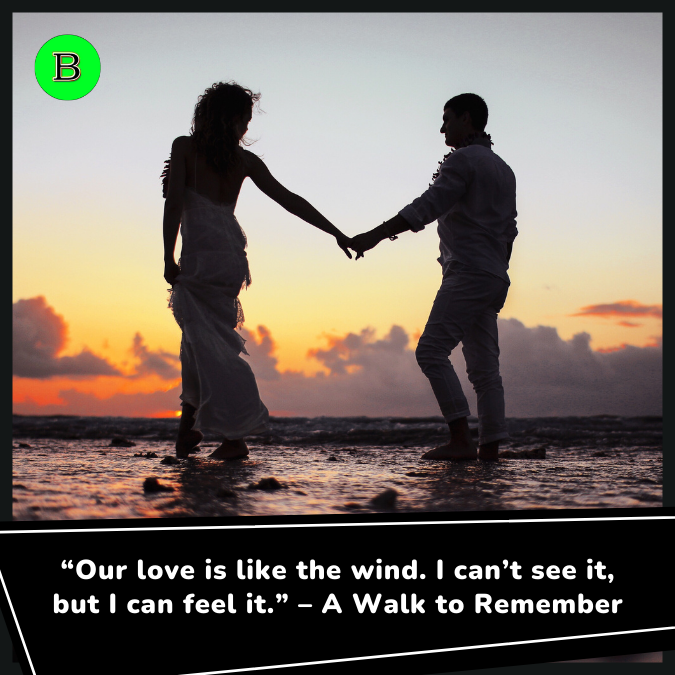 “Our love is like the wind. I can’t see it, but I can feel it.” – A Walk to Remember