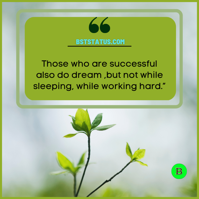 ”Those who are successful also do dream ,but not while sleeping, while working hard.”