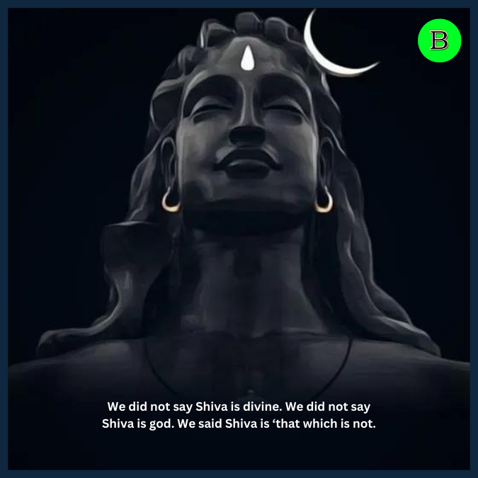 We did not say Shiva is divine. We did not say Shiva is god. We said Shiva is ‘that which is not.