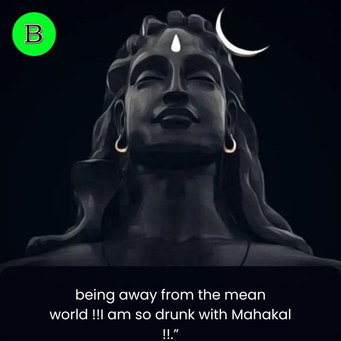 being away from the mean world !!I am so drunk with Mahakal !!.”