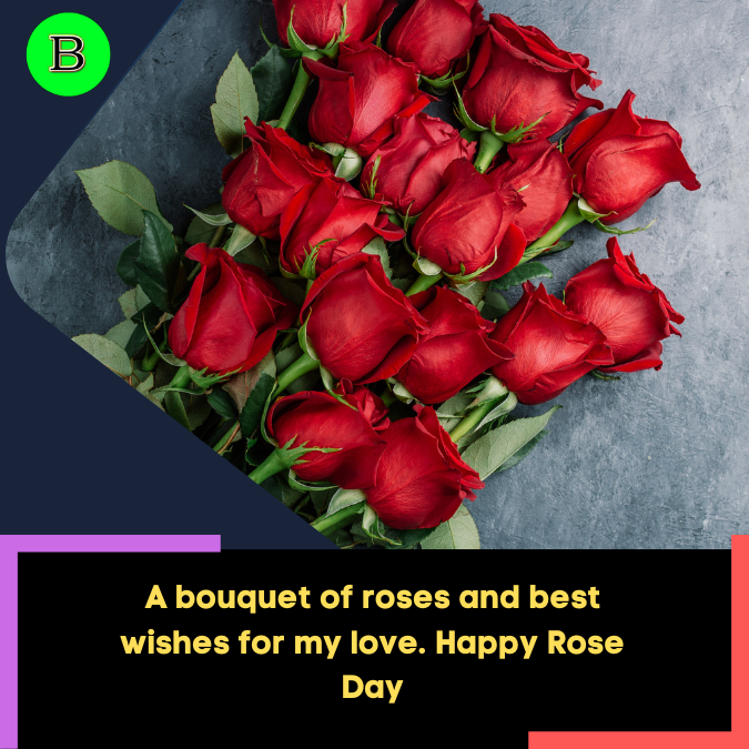 A bouquet of roses and best wishes for my love. Happy Rose Day