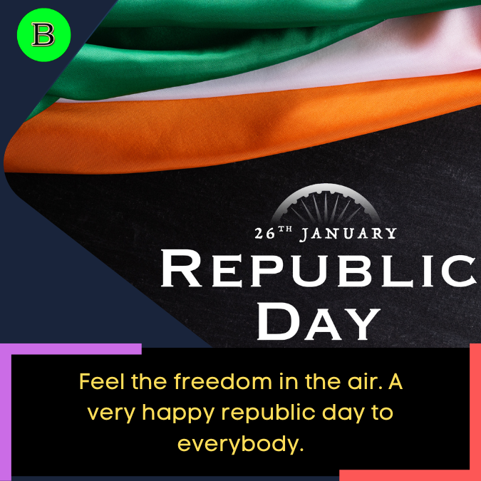 Feel the freedom in the air. A very happy republic day to everybody.