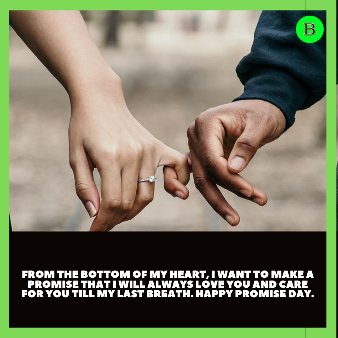 From the bottom of my heart, I want to make a promise that I will always love you and care for you till my last breath. Happy Promise Day.