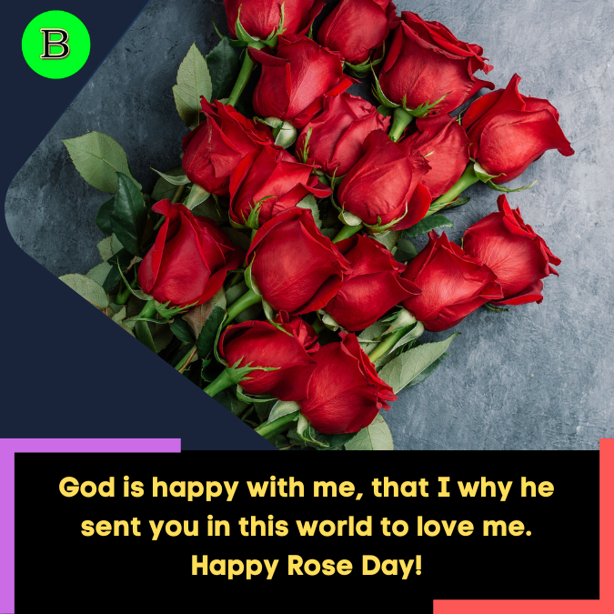 God is happy with me, that I why he sent you in this world to love me. Happy Rose Day!