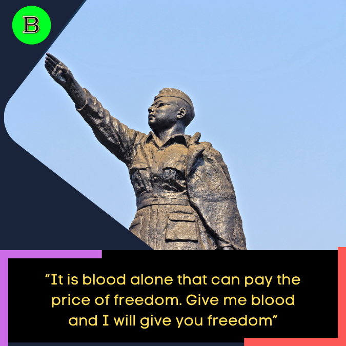 “It is blood alone that can pay the price of freedom. Give me blood and I will give you freedom”