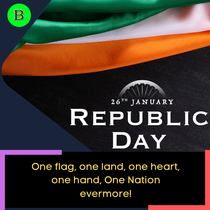One flag, one land, one heart, one hand, One Nation evermore!