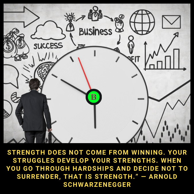Strength does not come from winning. Your struggles develop your strengths. When you go through hardships and decide not to surrender, that is strength.” — Arnold Schwarzenegger