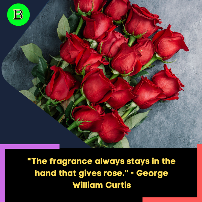 The fragrance always stays in the hand that gives rose. - George William Curtis