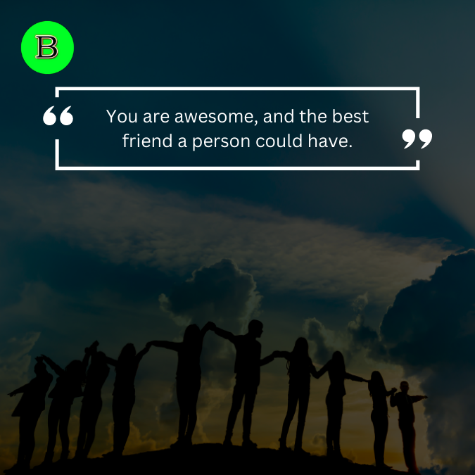 You are awesome, and the best friend a person could have.