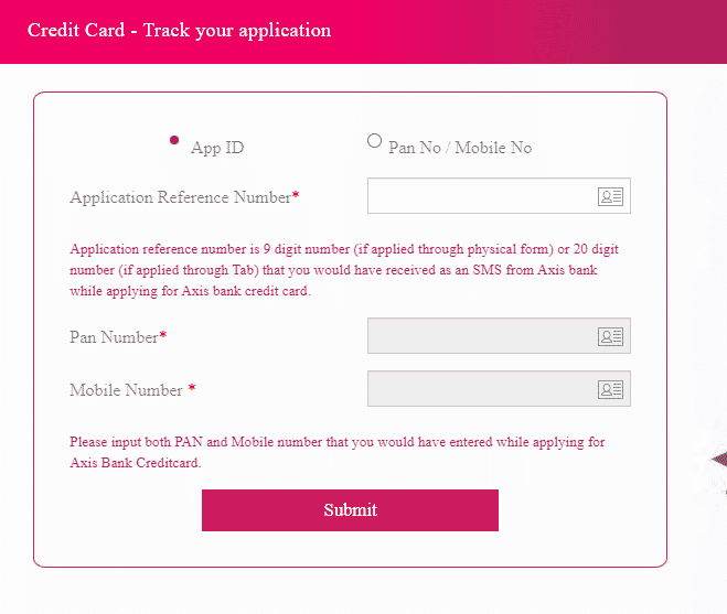 AXIS BANK CREDIT CARD APPLICATION STATUS ONLINE 